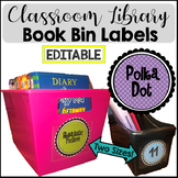 Book Bin Classroom Labels for Classroom Library Polka Dot 
