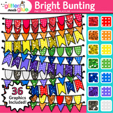Bright Polka Dot Bunting Clipart: Bright Rainbow Glitter B