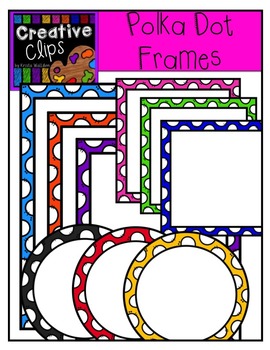 Preview of Bright Polka Dot Frames {Creative Clips Digital Clipart}
