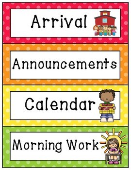 Bright Polka Dot Schedule Cards by Jackie Bees Classroom | TpT
