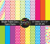 Bright Polka Dots Digital Papers | Commercial Use Digital 