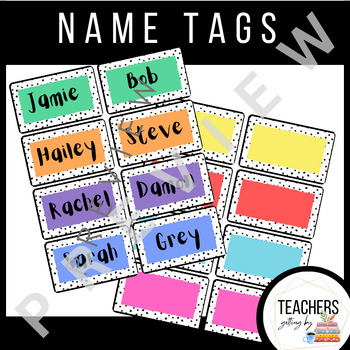 Bright Polkadot Editable Name Tags By Teachers Getting By Tpt