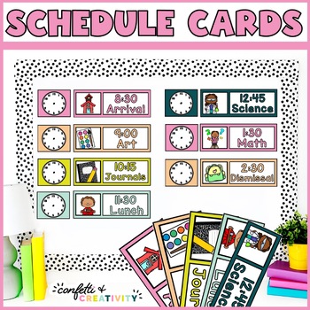 Bright Primary Schedule Cards by Confetti and Creativity | TPT
