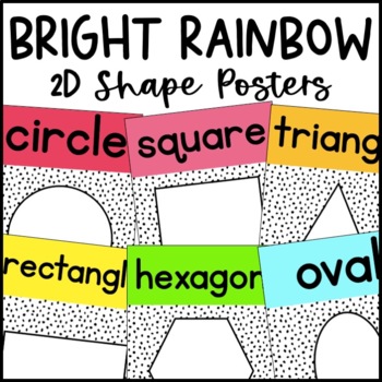 Preview of Bright Rainbow 2D Shape Posters | Dalmatian Print | Colorful Classroom Decor