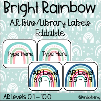 Preview of Bright Rainbow AR Book Bin / Library Kit Labels | Editable