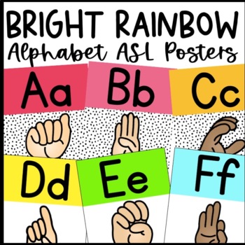 Preview of Bright Rainbow ASL Alphabet Poster | Dalmatian Print | Editable