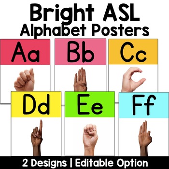Preview of Bright Rainbow ASL Alphabet Poster | Real Pictures | Nonfiction | Editable
