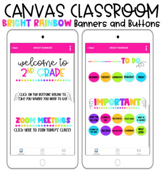 Preview of Bright Rainbow Banners and Buttons for Canvas Distance Learning Homepage!