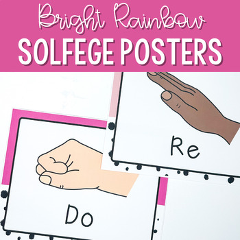 Preview of Bright Rainbow Boho Curwen Solfege Hand Sign Circle Posters