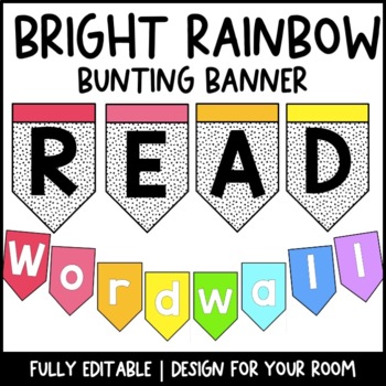 Preview of Bright Rainbow Bunting Banner| Editable | Dalmatian