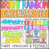 BRIGHT RAINBOW Calendar Set (Pocket Calendar) - 3 VERSIONS