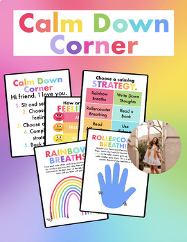 Preview of Calm Down Corner Poster Set - Primary and Upper Grade Poster Options
