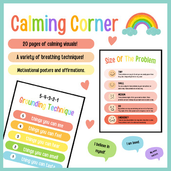 Bright Rainbow Theme Calming Corner Package by That Cozy Classroom