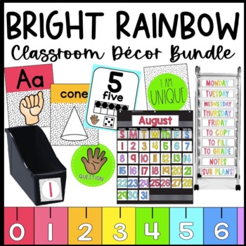 Preview of Bright Rainbow Classroom Decor Bundle