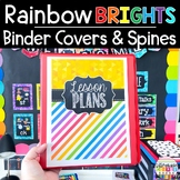 Bright Rainbow Classroom Decor Theme Binder Covers and Spi
