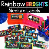 Bright Rainbow Classroom Decor Theme Labels with pictures 