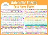 Bright Rainbow Colors Watercolor Desk Name Plates Name Tag