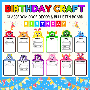 Preview of Bright Rainbow Colors write craft l Birthday Display Door Decor & Bulletin Board