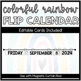 Bright Rainbow Flip Calendar Cards - Editable - Pocket Cha
