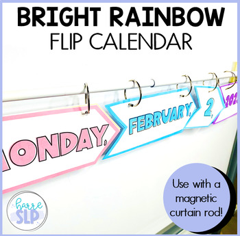 Bright Rainbow Flip Calendar for Magnetic Curtain Rod Classroom Décor
