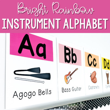 Preview of Bright Rainbow Music Instrument Alphabet Posters