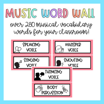 Preview of Bright Rainbow Music Word Wall
