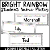 Bright Rainbow Name Plates | Editable | Dalmatian | Name T
