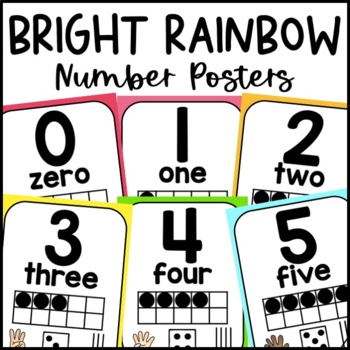 Preview of Bright Rainbow Number Posters 0-20 | Colorful Classroom Decor