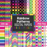 Bright Rainbow Patterns Digital Papers in Bubble Gum Colors