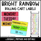 Bright Rainbow Rolling Cart Labels | Editable | Dalmatian