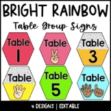 Bright Rainbow Table Group Signs | Editable | Dalmatian | 