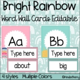 Bright Rainbow Word Wall Cards Set | Editable