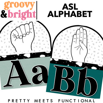 Preview of Bright Retro ASL Alphabet Posters - Classroom Decor