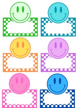 Bright Retro Smiley - Name Tags By Miss Conover's Corner 