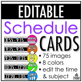 Preview of Bright Schedule Cards | EDITABLE