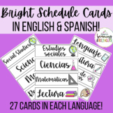 Bright Schedule Cards in English and Spanish