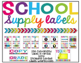 Bright School Supply Labels (Editable)