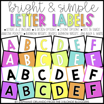 Preview of Bright & Simple Letter Labels (A-Z)