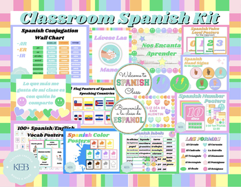 Preview of Bright Spanish Classroom Decor Kit