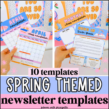 Preview of Bright Spring Classroom Newsletter Templates Editable