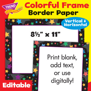 Preview of Border Paper Digital Frame -Bright Stars | Editable