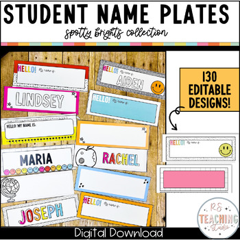 Preview of Bright Student Desk Plates | Student Name Tags | Desk Name Plates for Students