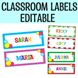 Bright Student Name Tags, Polka Dots classroom labels, cub
