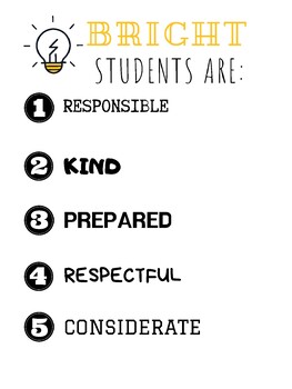 Preview of Bright Student Rule Poster