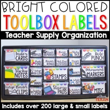 Preview of Bright Teacher Toolbox Labels (Editable Template Included)
