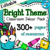 Bright and Colorful Editable Classroom Decor Pack