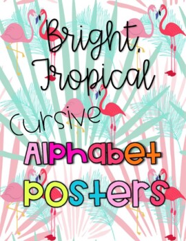 Preview of Bright Tropical Alphabet Banners/Word Wall-CURSIVE