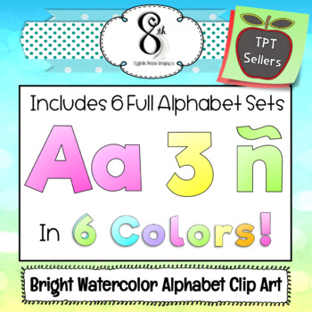 Preview of Bright Watercolor Alphabet Clip Art