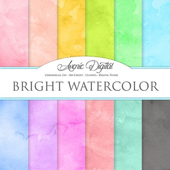 Preview of Bright Watercolor Digital Paper bright watercolour colors scrapbook background
