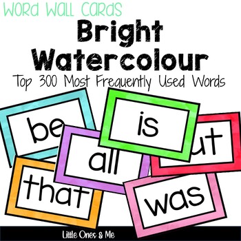 Preview of Bright Watercolour Print Word Wall Words - Editable